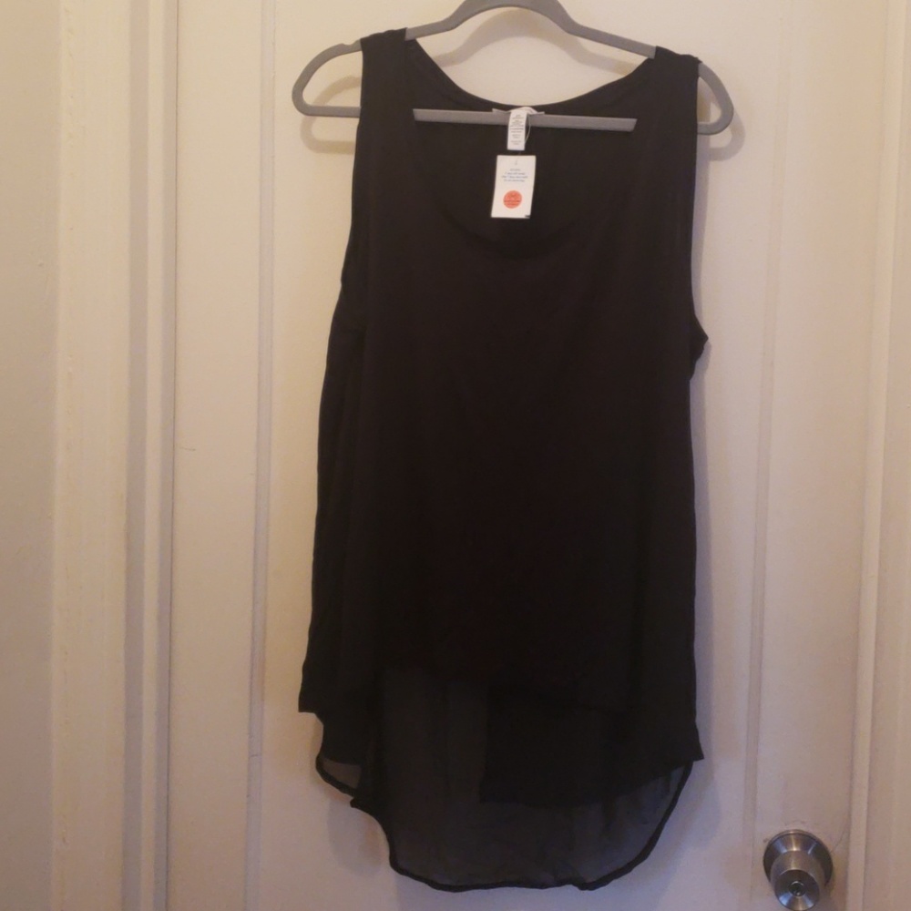 Black plus size hi lo shirt with mesh